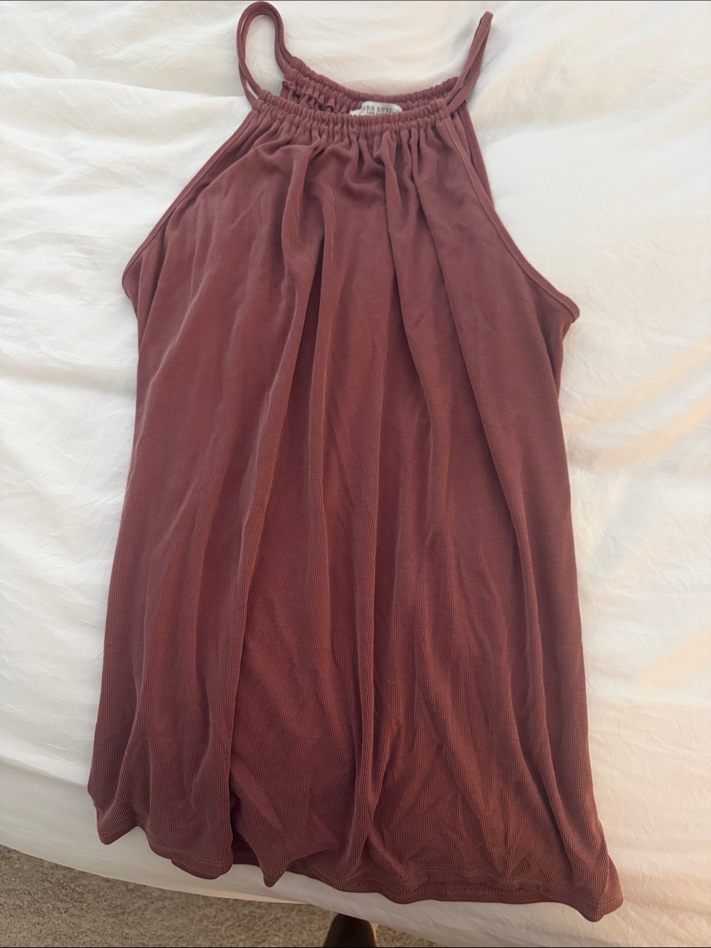 Green Envelope Sleeveless Halter Top in Mauve
